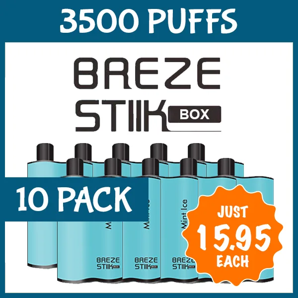 10 Pack Mint Ice - Breze Stiik Box - 3500 Puffs
