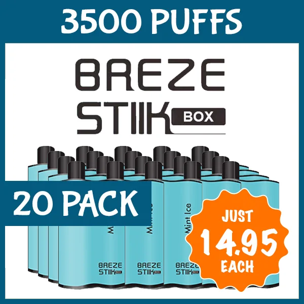 20 Pack Mint Ice - Breze Stiik Box - 3500 Puffs