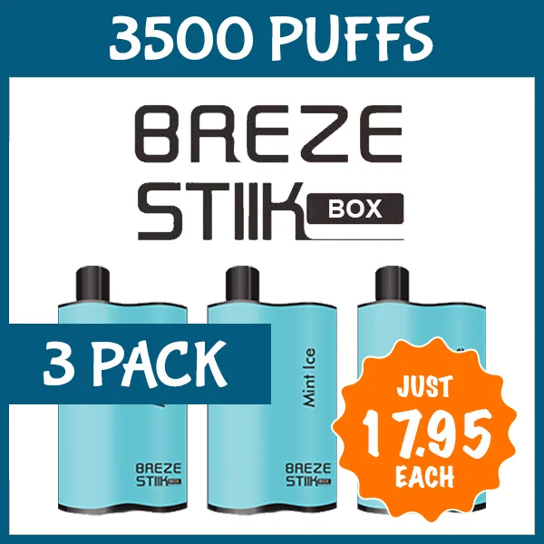 3 Pack Mint Ice - Breze Stiik Box - 3500 Puffs