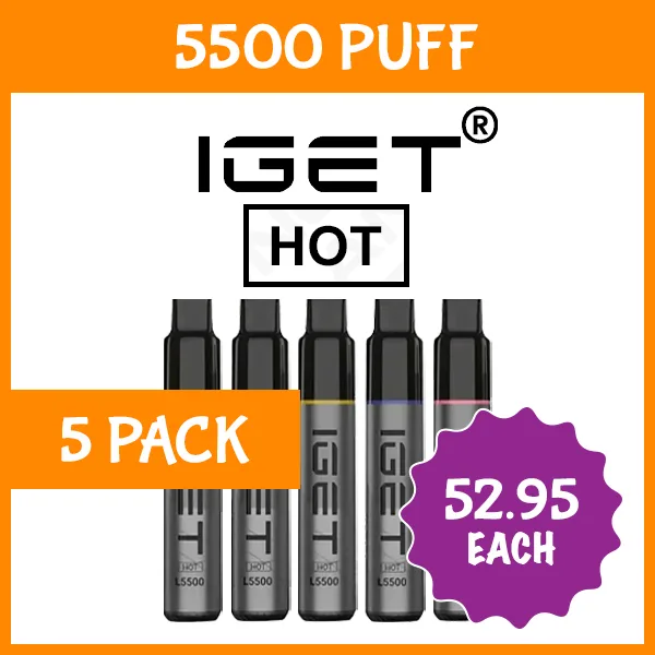 5 Pack - IGET Hot - 5500 Puffs