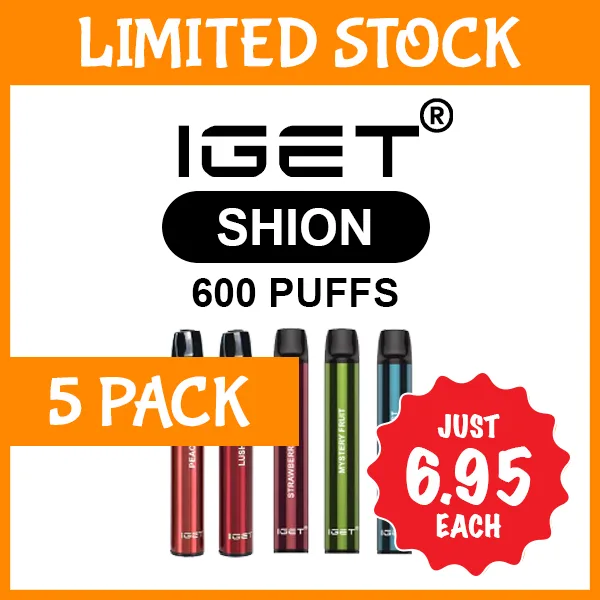 5 Pack - IGET Shion - 600 Puffs