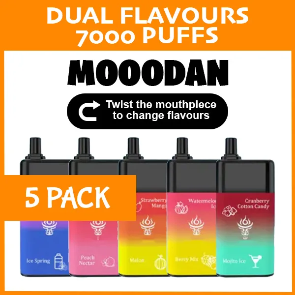 5 Pack - Mooodan Dual Flavour - 7000 Puffs