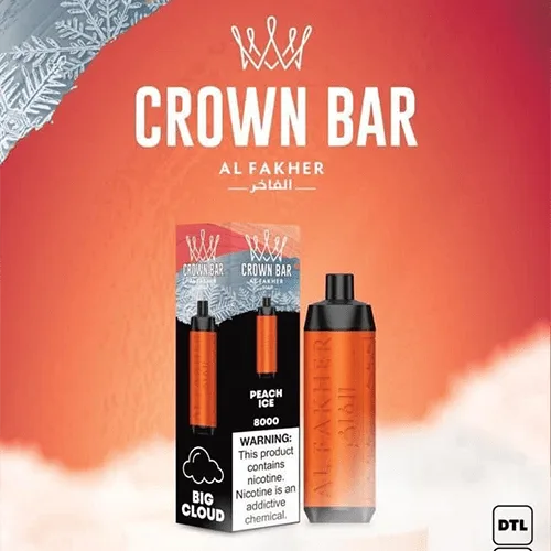 Alfakher Crown Bar Peach Ice - 8000 Puffs