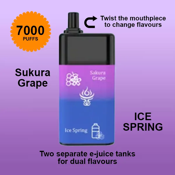Sukura Grape + Ice Spring - Mooodan Dual Flavour - 7000 Puffs